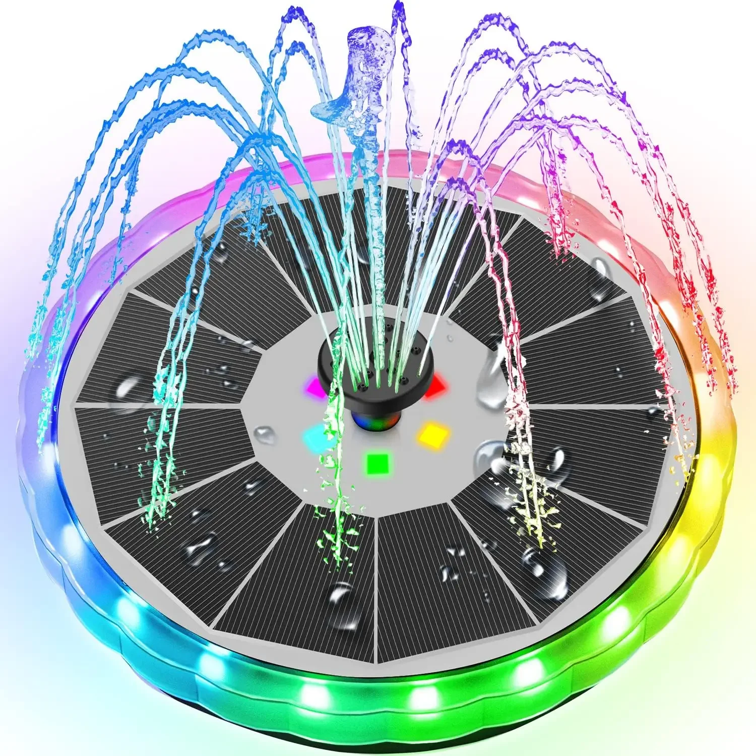 Panel Power Outdoor - Solar Fountain with LED Lights Matte
